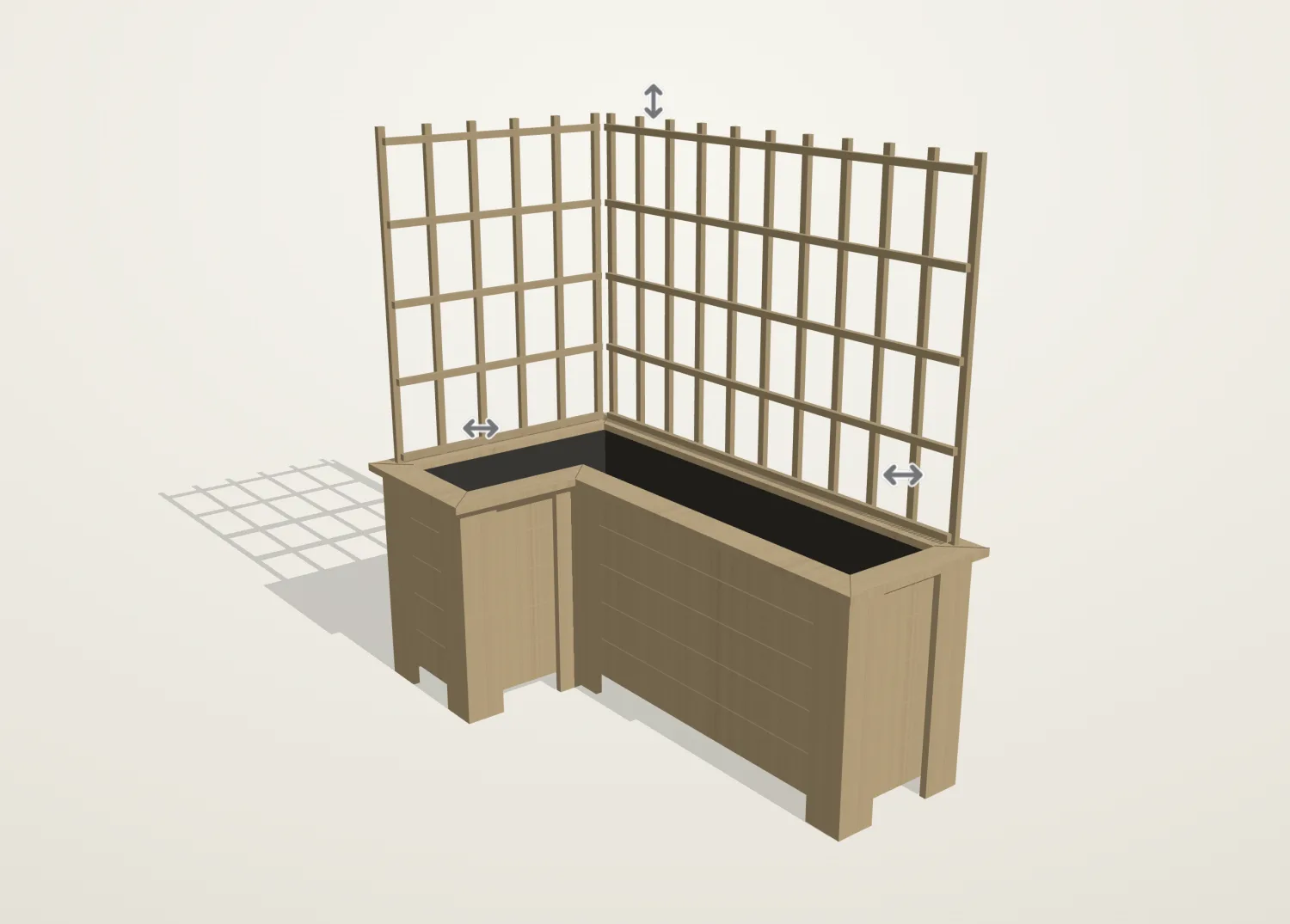 Plantekasse tegnet i Minios 3D-designverktøy