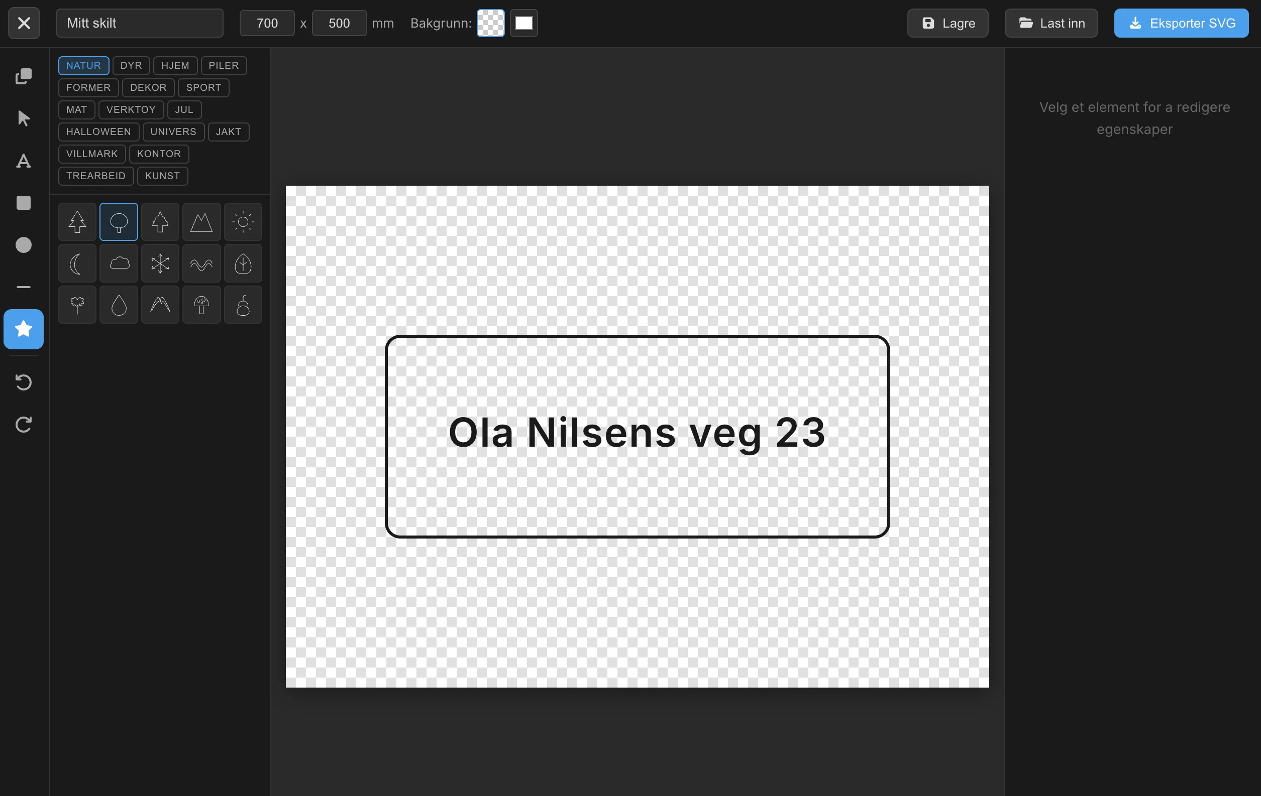 Skiltdesigner – design ditt eget skilt med tekst, former og symboler