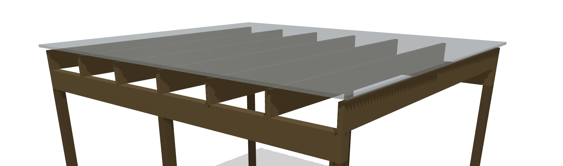 3D-rendering av pergola sett fra hagen