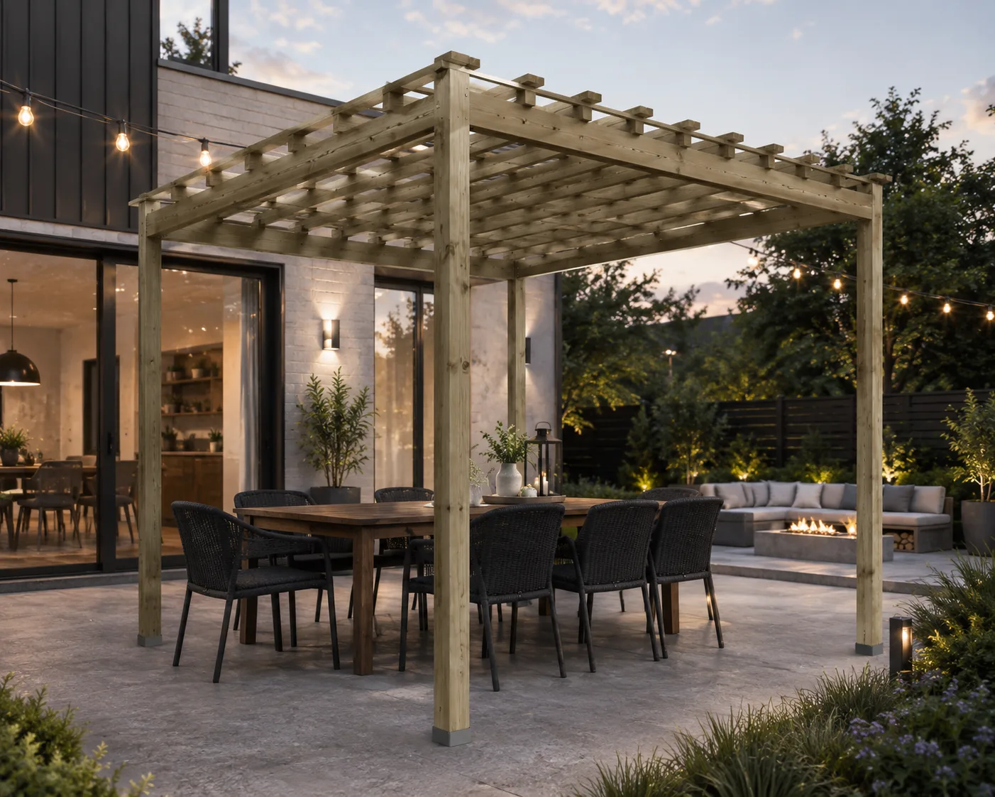 3D-rendering av pergola med klatreplanter