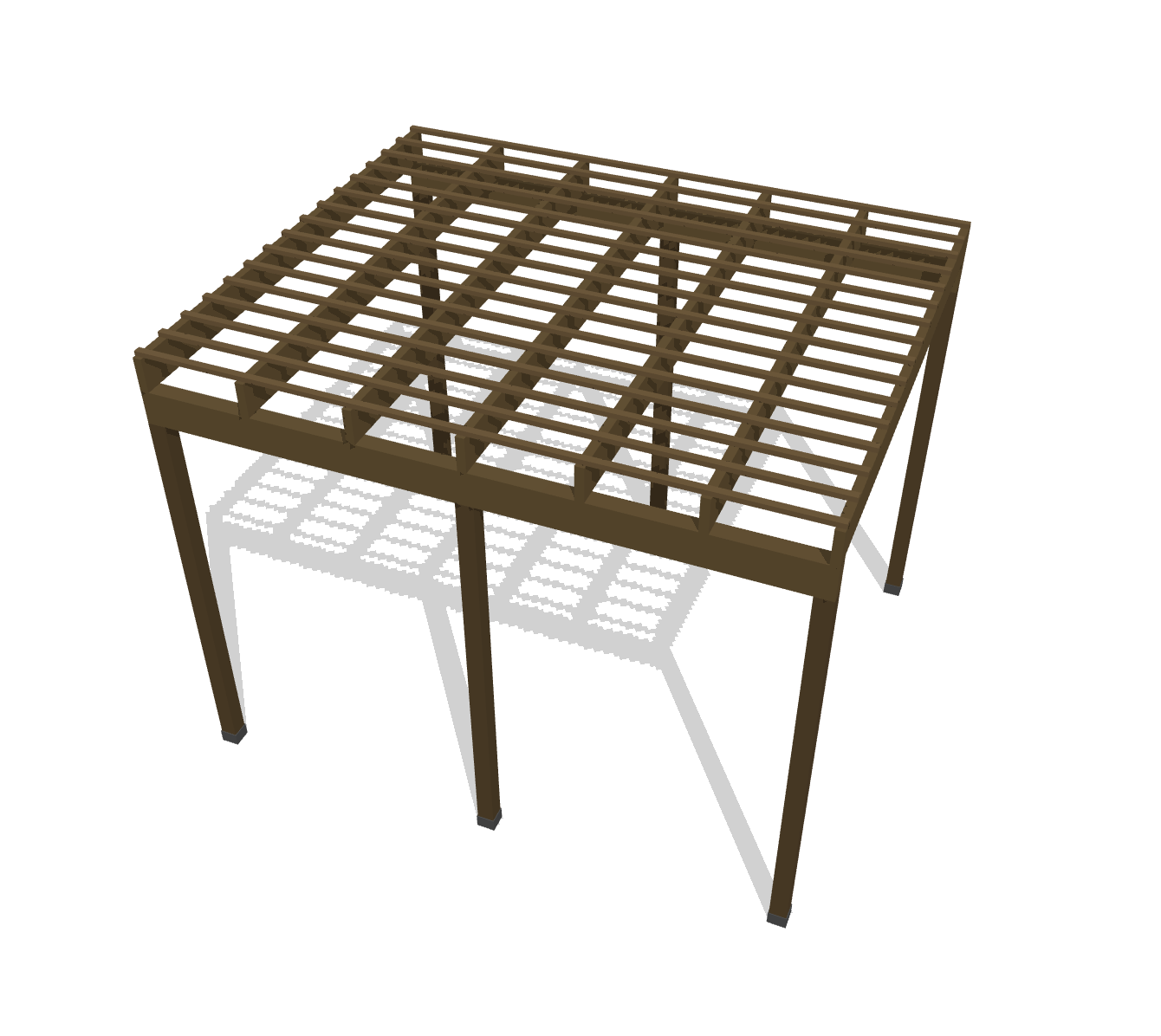 Frittstående pergola i tre, tegnet i Minios pergolaplanlegger