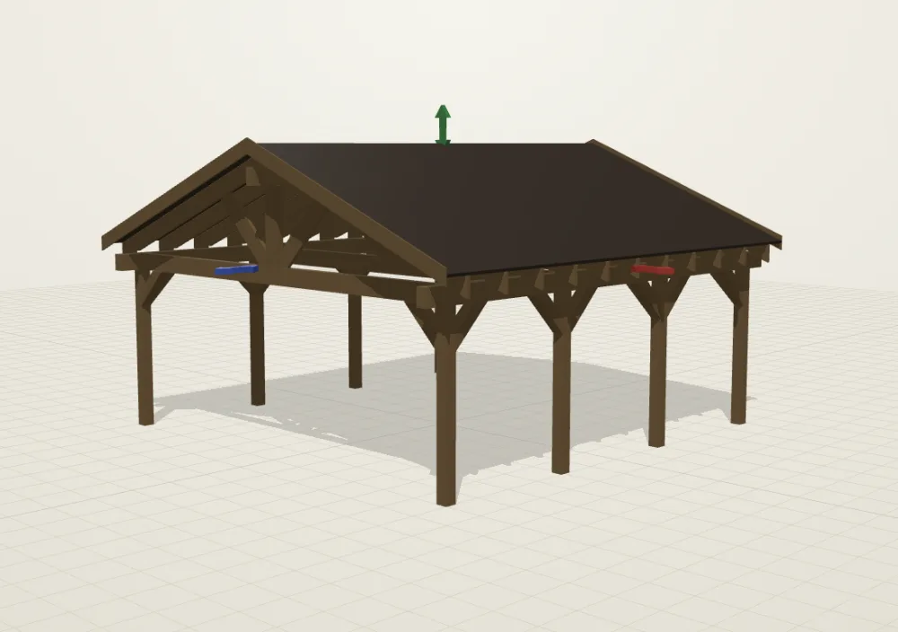 Carport tegnet i Minios 3D-designverktøy