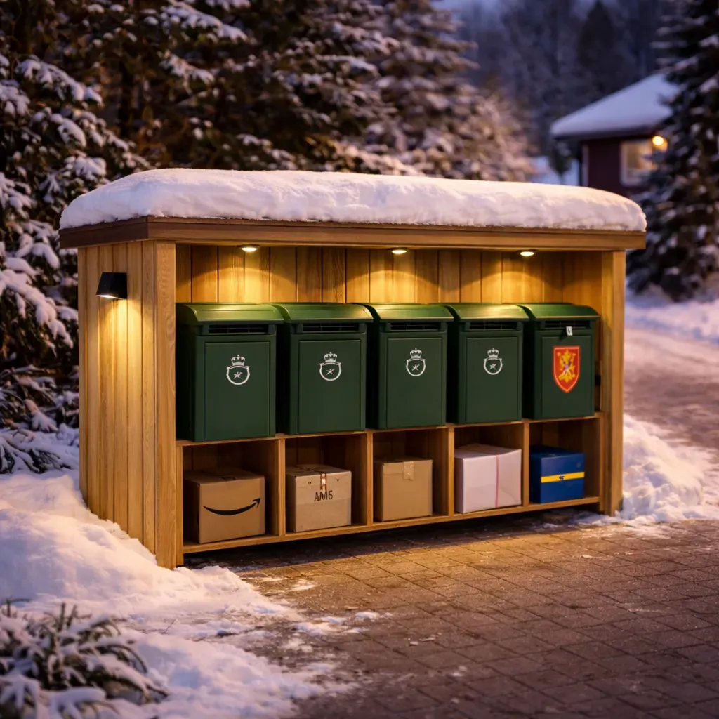 Postkassestativ i tre med moderne design