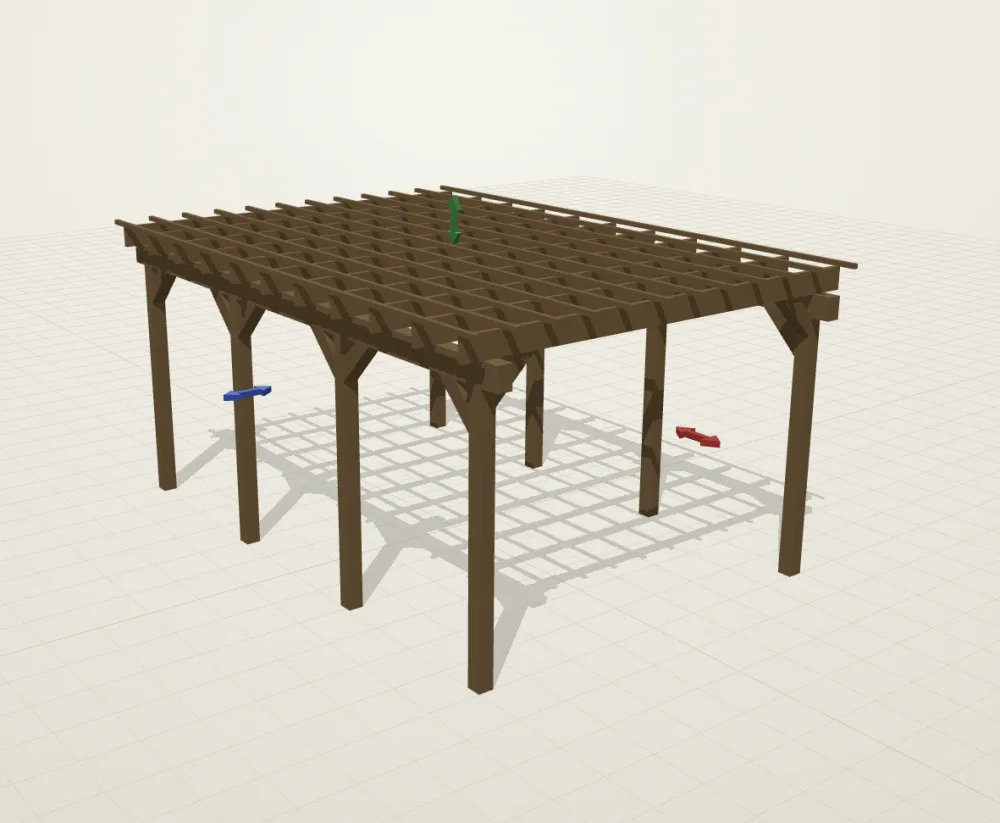 Pergola tegnet i Minios 3D-designverktøy