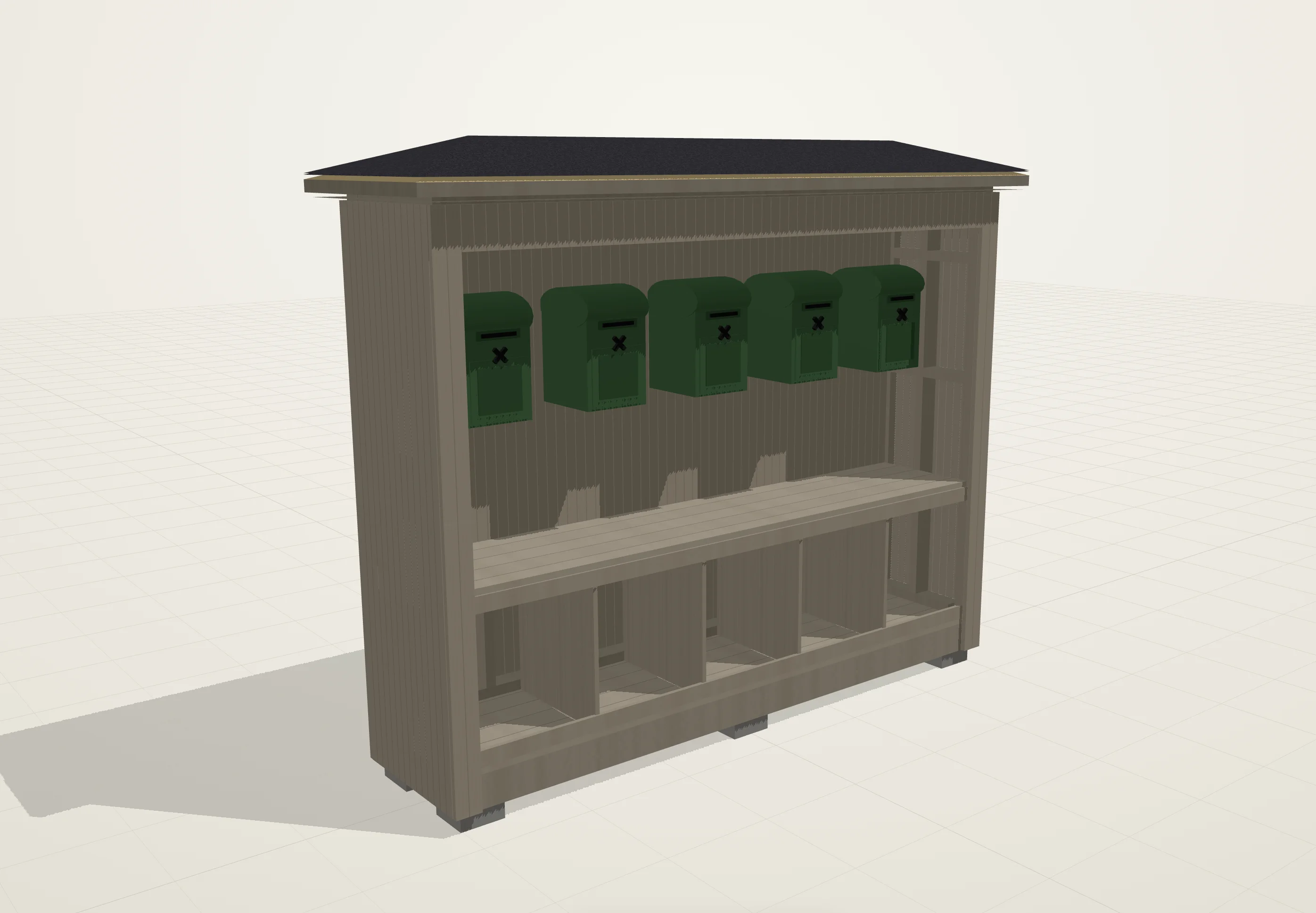 Postkassestativ tegnet i Minios 3D-designverktøy