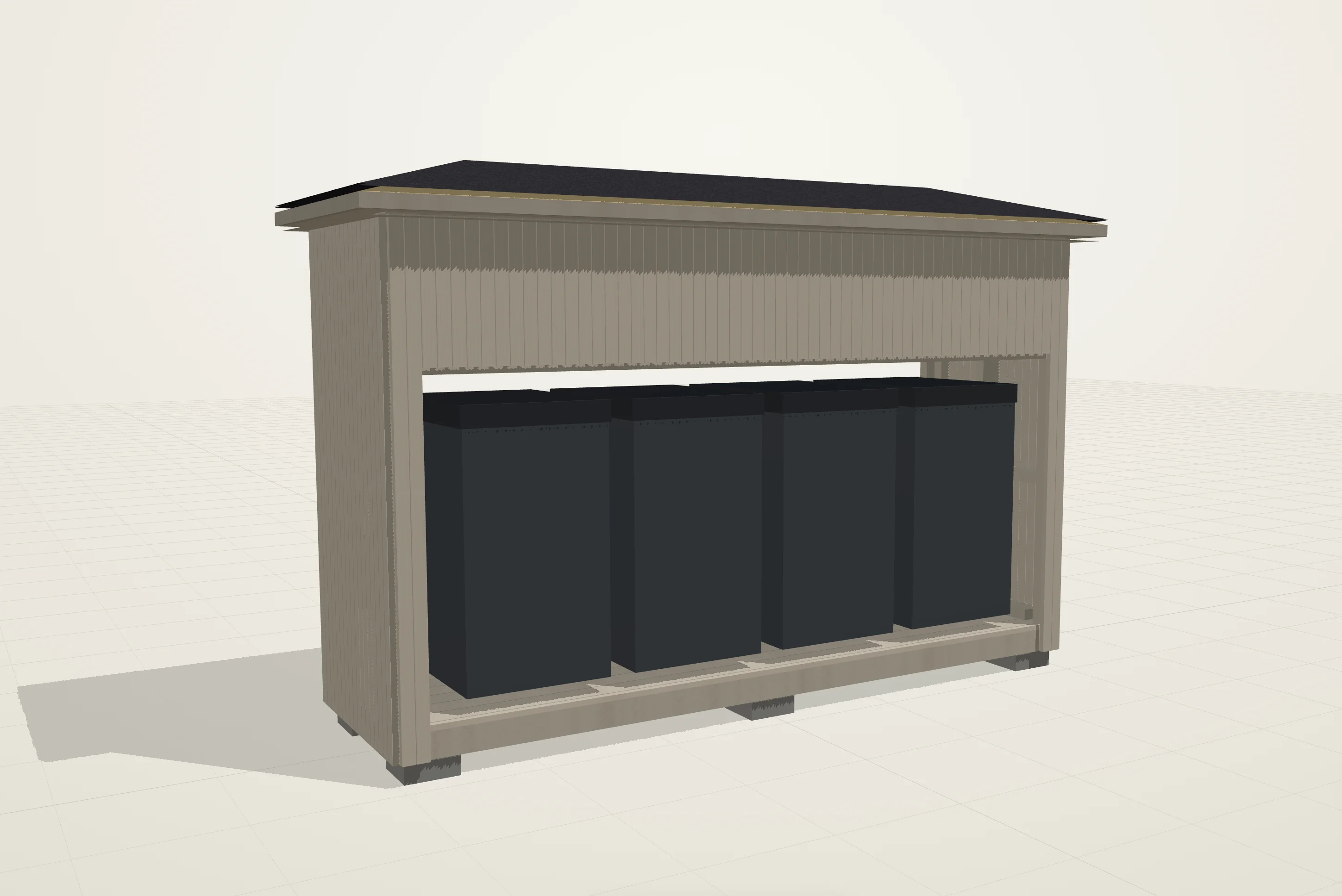 Søppelbod tegnet i Minios 3D-designverktøy