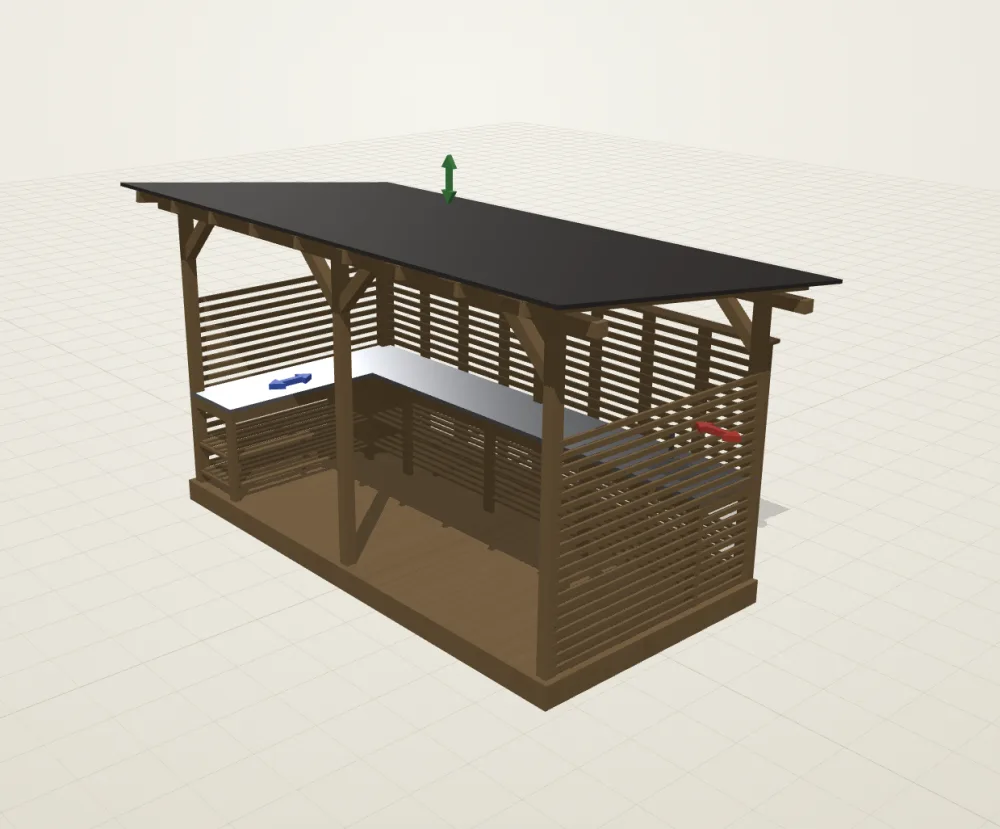 Utekjøkken tegnet i Minios 3D-designverktøy