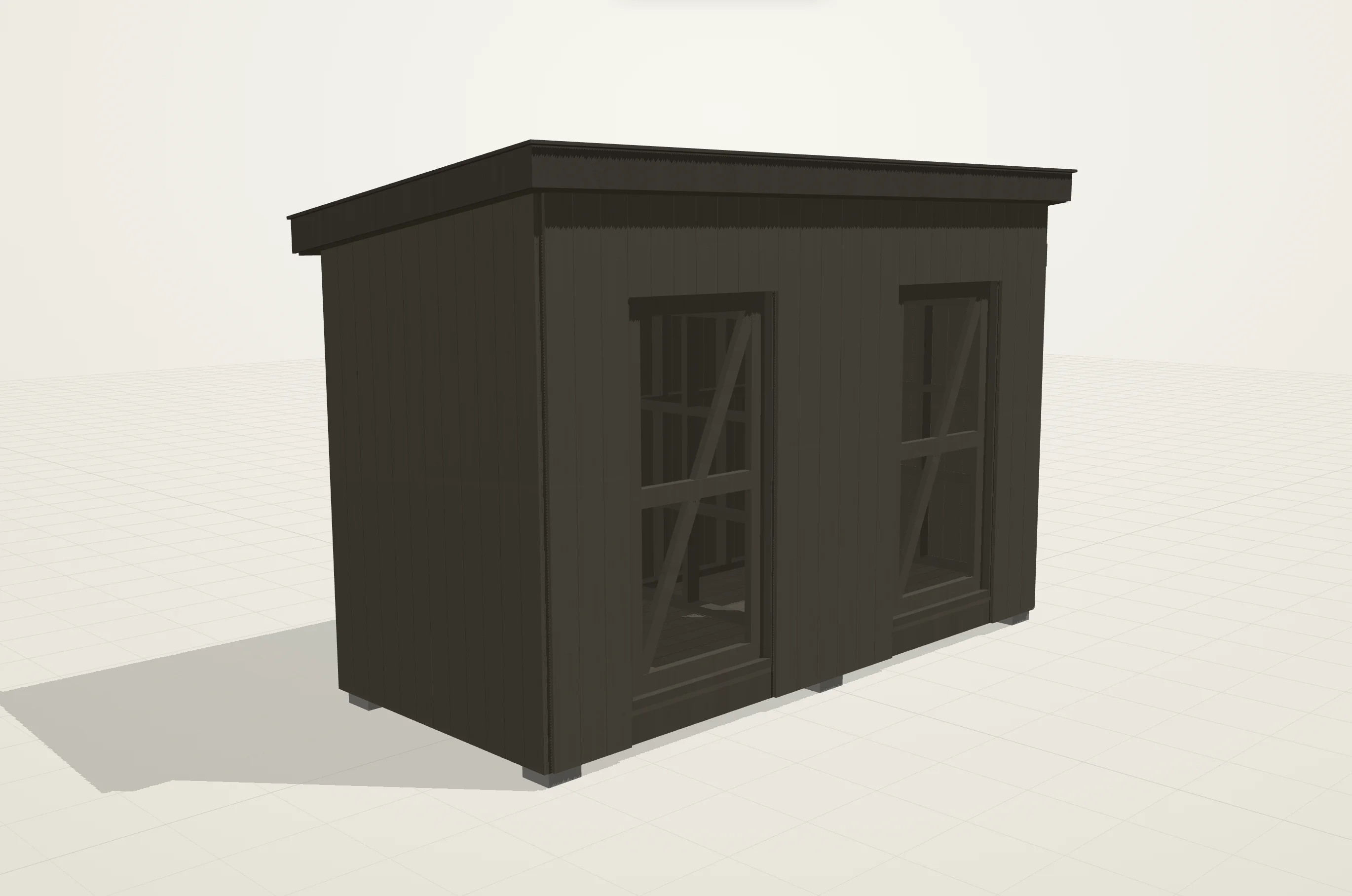 Vedskjul tegnet i Minios 3D-designverktøy